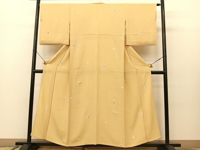 平和屋着物▽上質な小紋 単衣 絞り 幾何学文様 金彩 正絹 逸品 BAAS8038yc