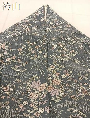 平和屋着物▽上質な小紋 単衣 立波松竹梅花文 正絹 逸品 BAAS8059yc