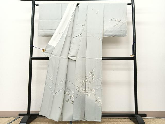平和屋着物▽訪問着 単衣 枝花文 暈し染め 正絹 逸品 BAAS8064yc
