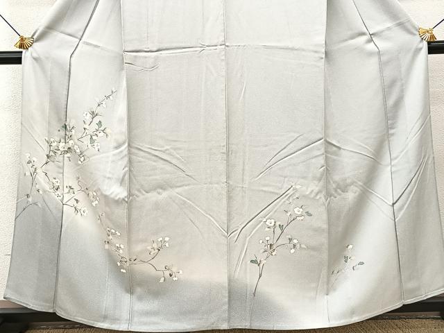 平和屋着物▽訪問着 単衣 枝花文 暈し染め 正絹 逸品 BAAS8064yc