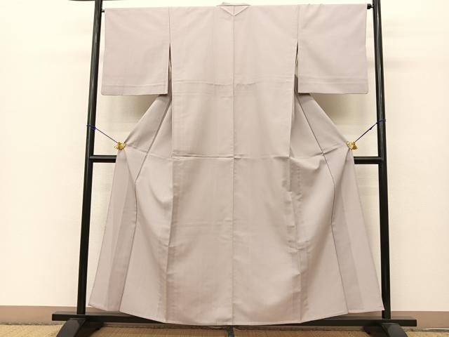 平和屋着物▽上質な色無地 単衣 牡丹鼠色 正絹 逸品 BAAS8183yc