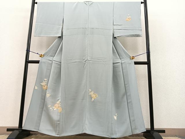 平和屋着物▽訪問着 単衣 駒刺繍 流水花文 金彩 鈴乃屋扱い 正絹 逸品 BAAS8310hv