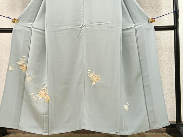 平和屋着物▽訪問着 単衣 駒刺繍 流水花文 金彩 鈴乃屋扱い 正絹 逸品 BAAS8310hv