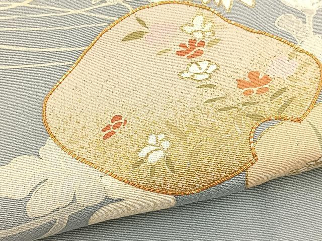 平和屋着物▽訪問着 単衣 駒刺繍 流水花文 金彩 鈴乃屋扱い 正絹 逸品 BAAS8310hv