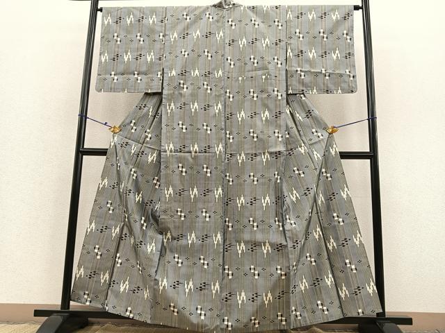 平和屋着物▽本場琉球絣 紬 単衣 トゥイグワァ 正絹 逸品 未使用 BAAS8314hv