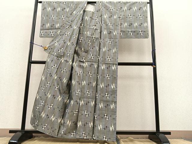 平和屋着物▽本場琉球絣 紬 単衣 トゥイグワァ 正絹 逸品 未使用 BAAS8314hv