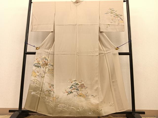 平和屋着物▽訪問着 単衣 御所解花文 暈し染め 金彩 正絹 逸品 BAAS8315hv