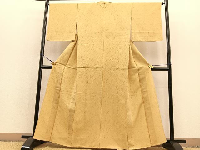 平和屋着物▽髭紬 色無地 単衣 花葉色 正絹 逸品 BAAS8326hv