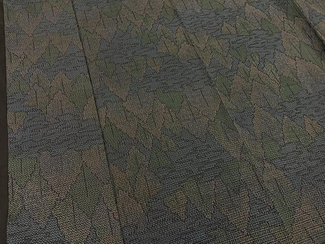 平和屋着物▽上質な紬 単衣 樹林文 正絹 逸品 BAAS8361hv