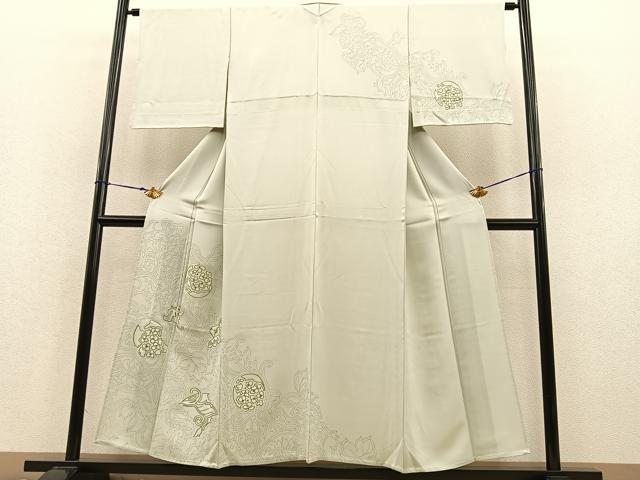 平和屋着物▽訪問着 単衣 刺繍 飾花文 金糸 正絹 逸品 BAAS8381hv
