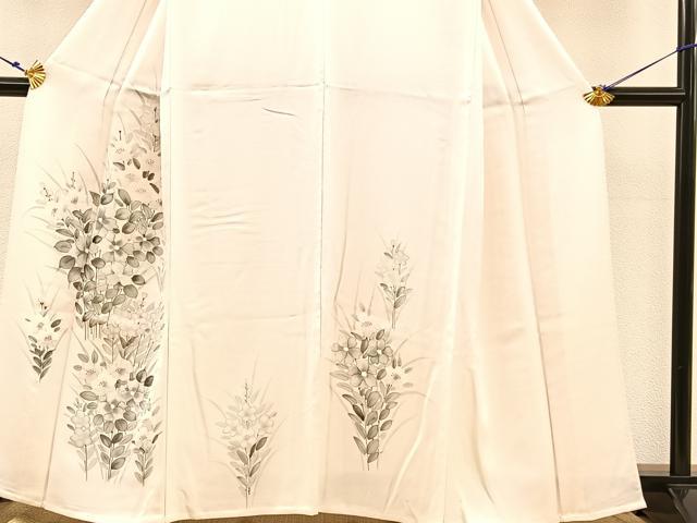 平和屋着物▽訪問着 単衣 手描き 草花文 正絹 逸品 BAAS8382hv