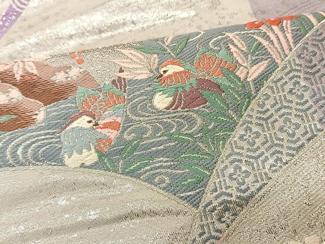 平和屋着物◎六通柄袋帯 地紙花鳥文 金銀糸 正絹 逸品 BAAS8944ui