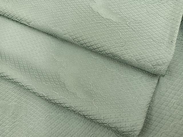 平和屋着物▽上質な色無地 単衣 雲重ね地紋 秘色色 正絹 逸品 BAAS9237ow