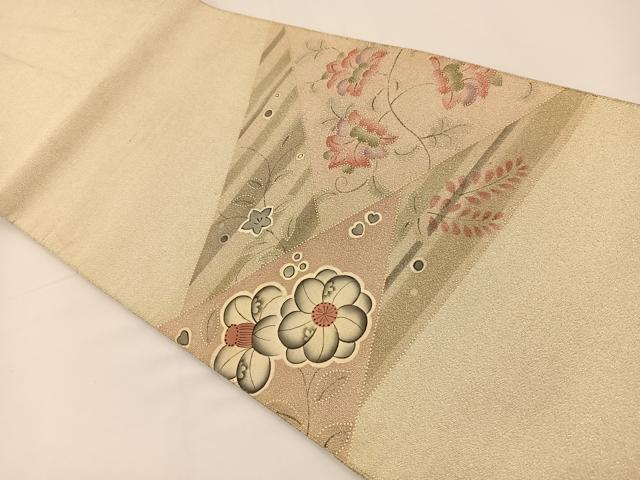 平和屋着物◎太鼓柄袋帯 辻が花 綴れ 銀糸 正絹 逸品 BAAS9395ow