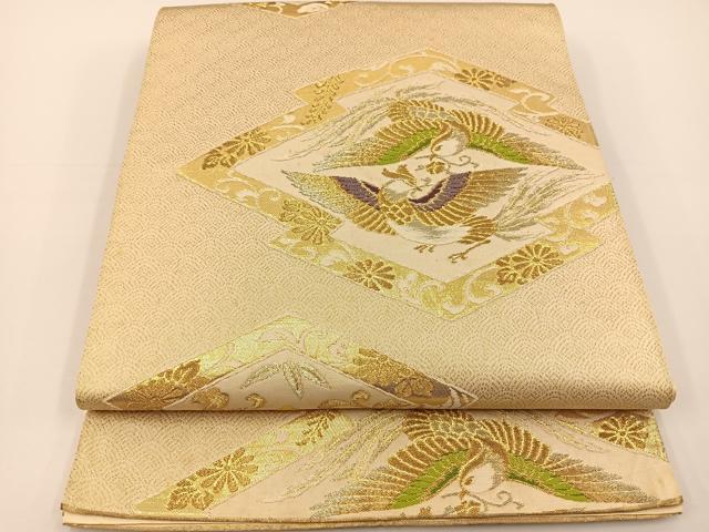 平和屋着物◎六通柄袋帯 みかげ 松皮菱花鳥文 金糸 正絹 逸品 BAAS9400ow