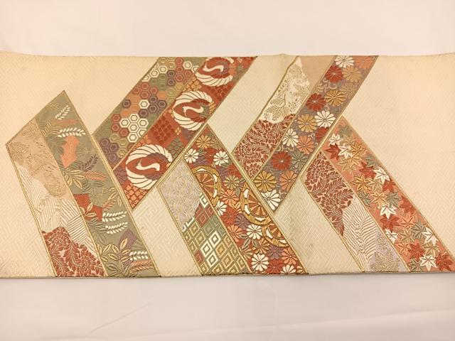 平和屋着物◎六通柄袋帯 唐織 花鳥文 金糸 正絹 逸品 BAAS9450ow