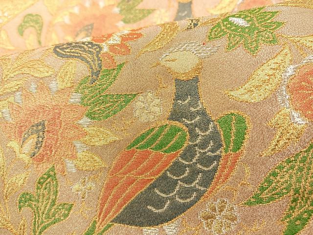 平和屋着物◎六通柄袋帯 花鳥文 金銀糸 正絹 逸品 BAAS9515ow