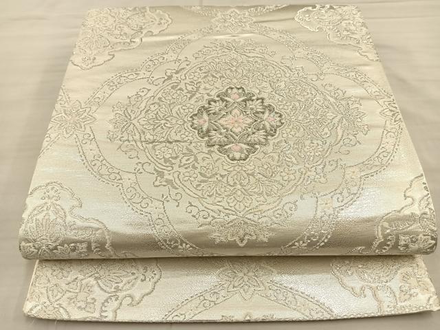 平和屋着物◎六通柄袋帯 唐織 飾花文 プラチナ二重箔 正絹 逸品 BAAS9519ow