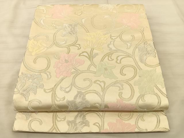 平和屋着物◎六通柄袋帯 花唐草文 金銀糸 正絹 逸品 BAAS9900du