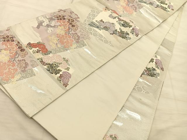平和屋着物◎六通柄袋帯 唐織 流水花文 金銀糸 正絹 逸品 BAAS9923du