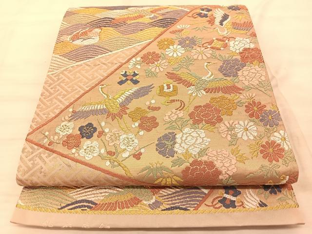 平和屋着物◎六通柄袋帯 唐織 能衣唐錦 金糸 正絹 逸品 BAAS9948du