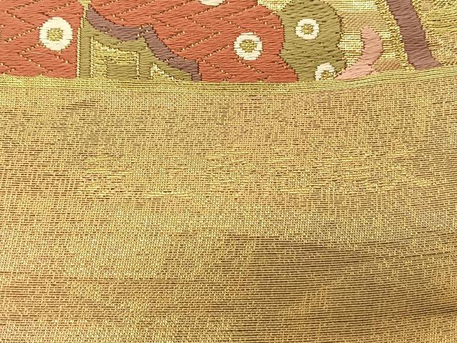 平和屋着物◎六通柄袋帯 唐織 慶長重ね 献上菊花蝶文 金糸 正絹 逸品 BAAS9962du