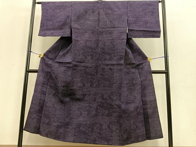 平和屋着物▽上質な紬 単衣 風景文 正絹 逸品 BAAT0149pk