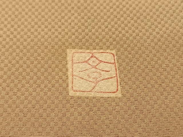 平和屋着物▽染色作家 田中文子監修 色無地 単衣 あられ地紋 飴色 正絹 逸品 BAAT0418yt