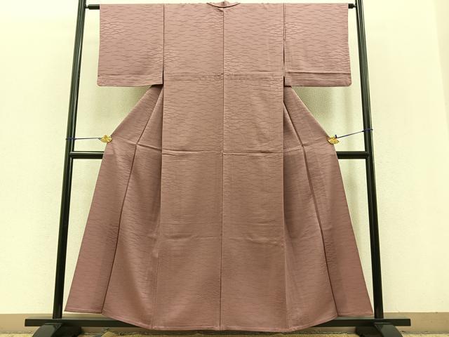 平和屋着物▽上質な色無地 単衣 芝草地紋 鴇浅葱色 正絹 逸品 BAAT0422yt
