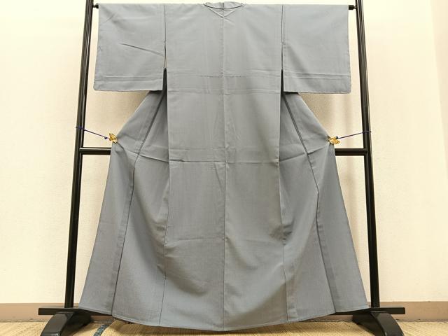 平和屋着物▽上質な色無地 単衣 利休鼠色 正絹 逸品 未使用 BAAT0432yt
