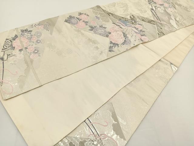平和屋着物◎六通柄袋帯 唐織 九百錦 プラチナ箔 松皮菱花文 正絹 逸品 BAAT0525yt