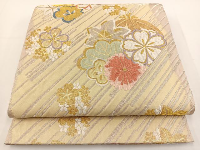 平和屋着物◎六通柄袋帯 花丸文 金銀糸 正絹 逸品 BAAT0535yt