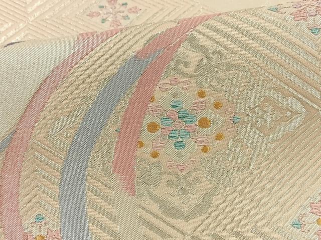 平和屋着物◎佐賀錦 六通柄袋帯 結び紐 花菱 金銀糸 正絹 逸品 BAAT0537yt