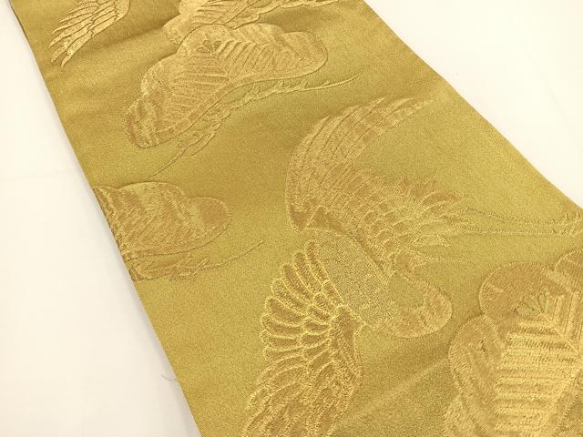 平和屋着物◎六通柄袋帯 飛鶴松文 金糸 正絹 逸品 BAAT0589yt