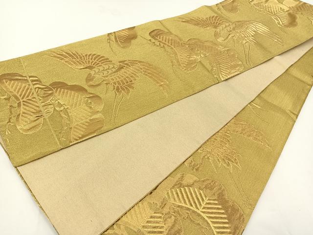 平和屋着物◎六通柄袋帯 飛鶴松文 金糸 正絹 逸品 BAAT0589yt