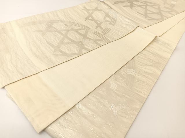 平和屋着物*夏物 六通柄袋帯 籬文 銀糸 正絹 逸品 BAAT0744yc