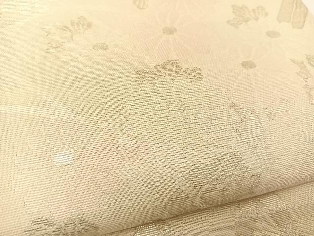 平和屋着物*夏物 六通柄袋帯 籬菊花文 銀糸 正絹 逸品 BAAT0771yc