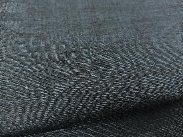 平和屋着物●結城紬 色無地 紺色 正絹 逸品 BAAT0910yc