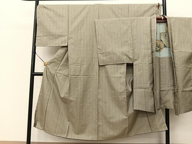 平和屋着物●男性 お召 アンサンブル 間道 正絹 逸品 未使用 BAAT1000yc