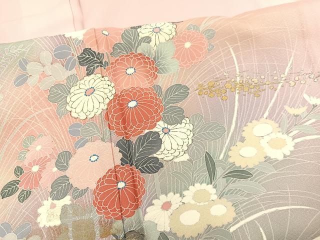 平和屋着物▽訪問着 単衣 菊花文 暈し染め 金彩 正絹 逸品 BAAT1106hv