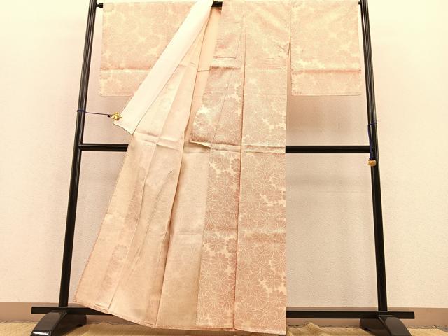 平和屋着物▽上質な小紋 単衣 菊 正絹 逸品 BAAT1108hv