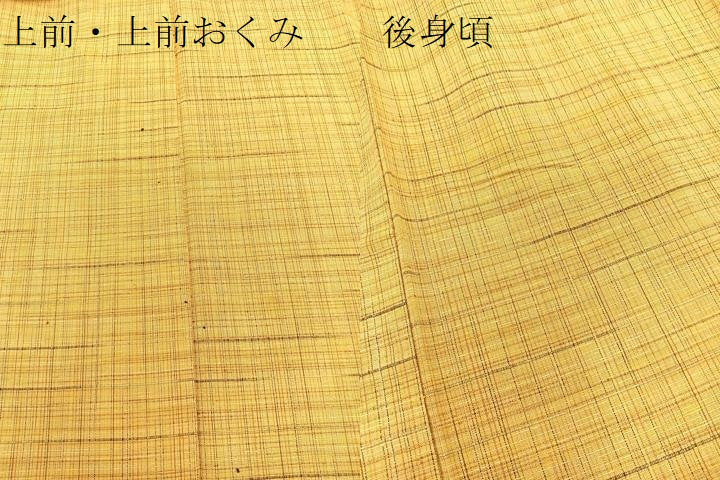 平和屋着物▽上質な紬 単衣 格子柄 正絹 逸品 BAAT1121hv