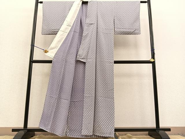 平和屋着物▽上質な小紋 単衣 草花文 正絹 逸品 BAAT1131hv
