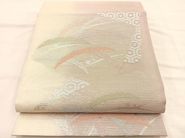 平和屋着物*夏物 六通柄袋帯 色紙雪芝文 銀糸 正絹 逸品 BAAT1180hv