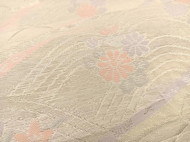 平和屋着物*夏物 六通柄袋帯 唐織 立波花文 銀糸 正絹 逸品 BAAT1195hv