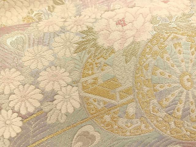 平和屋着物◎六通柄袋帯 孔雀羽花車文 金銀糸 正絹 逸品 BAAT1409gt