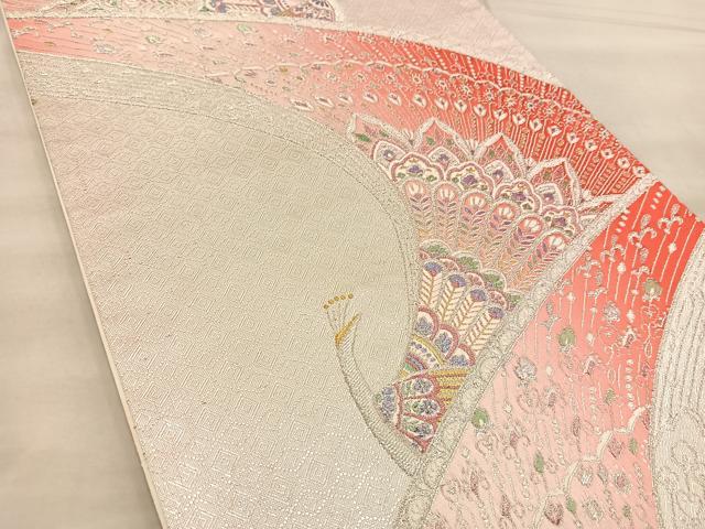 平和屋着物◎六通柄袋帯 唐織 孔雀文 金銀糸 正絹 逸品 BAAT1446gt