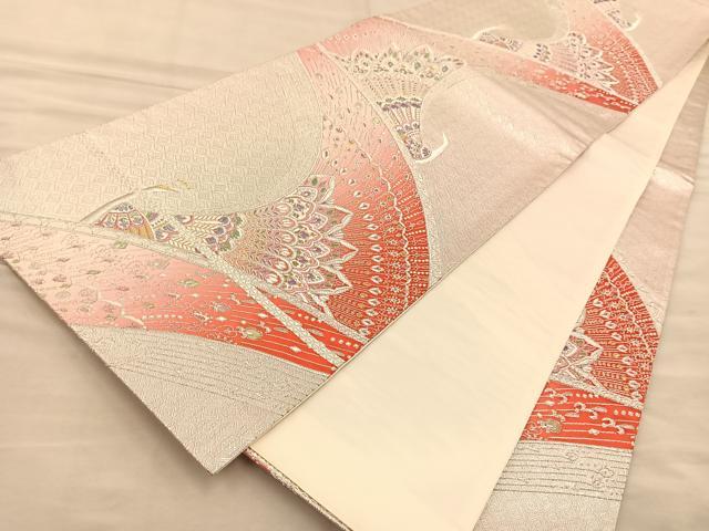 平和屋着物◎六通柄袋帯 唐織 孔雀文 金銀糸 正絹 逸品 BAAT1446gt