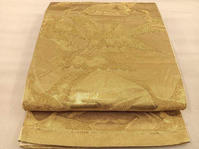 平和屋着物◎六通柄袋帯 飛鶴文 金糸 正絹 逸品 BAAT1468gt
