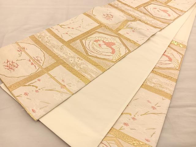 平和屋着物◎六通柄袋帯 唐織 天井鳳凰花文 金糸 正絹 逸品 BAAT1483gt